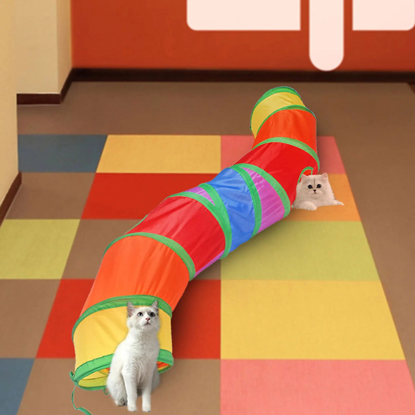 Cat Tunnel Tube Kity Tunnel Bored Cat Pet Toys Peek Hole Toy Training Interactive Tunnel with Hang Ball Pet Self-playing Toy