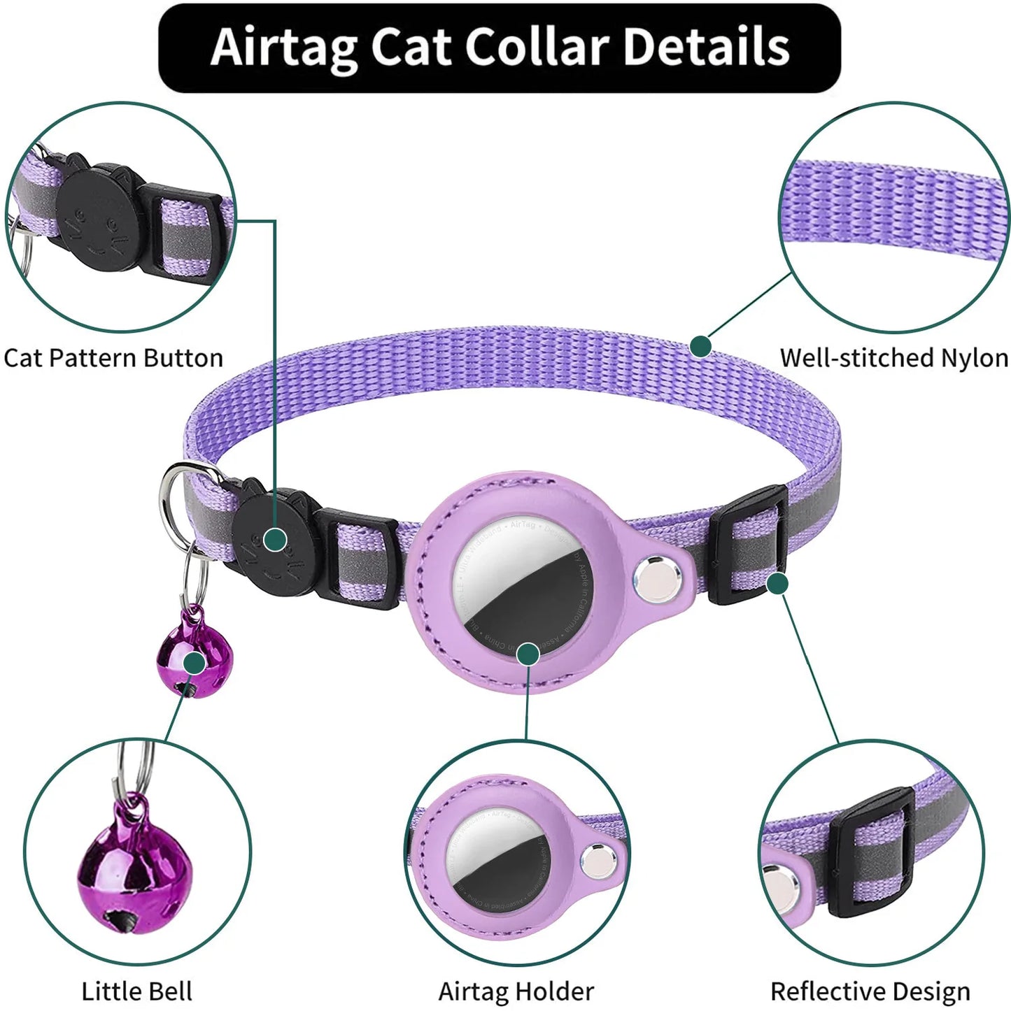 Anti-Lost Cat Collar Apple Airtag Tracker