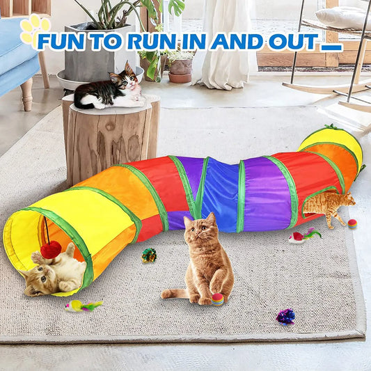 Cat Tunnel Tube Kity Tunnel Bored Cat Pet Toys Peek Hole Toy Training Interactive Tunnel with Hang Ball Pet Self-playing Toy