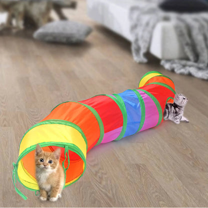 Cat Tunnel Tube Kity Tunnel Bored Cat Pet Toys Peek Hole Toy Training Interactive Tunnel with Hang Ball Pet Self-playing Toy