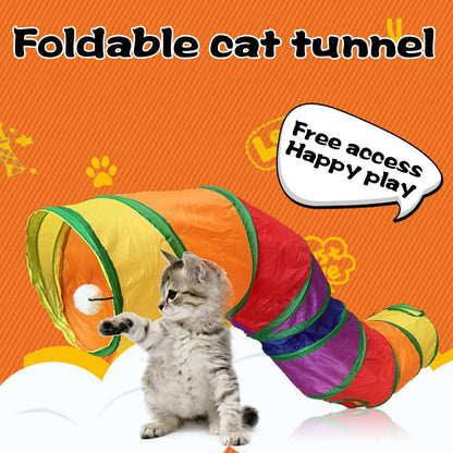 Cat Tunnel Tube Kity Tunnel Bored Cat Pet Toys Peek Hole Toy Training Interactive Tunnel with Hang Ball Pet Self-playing Toy